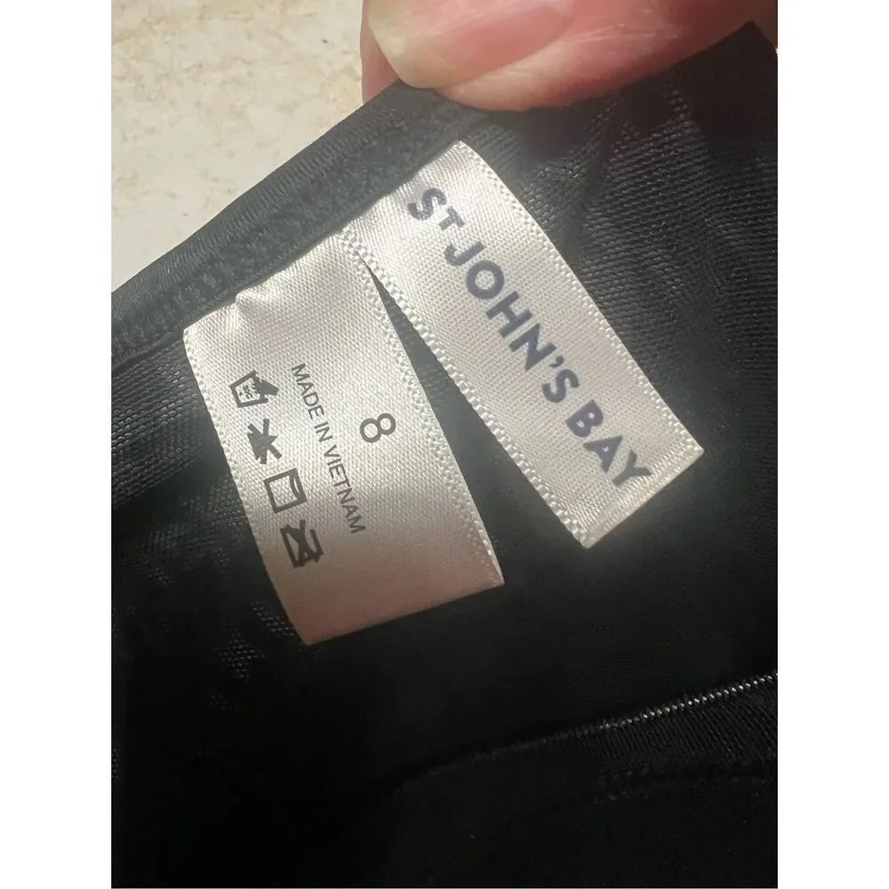St. John’s Bay One Piece Swimsuit Black/White Sz 8 NWT